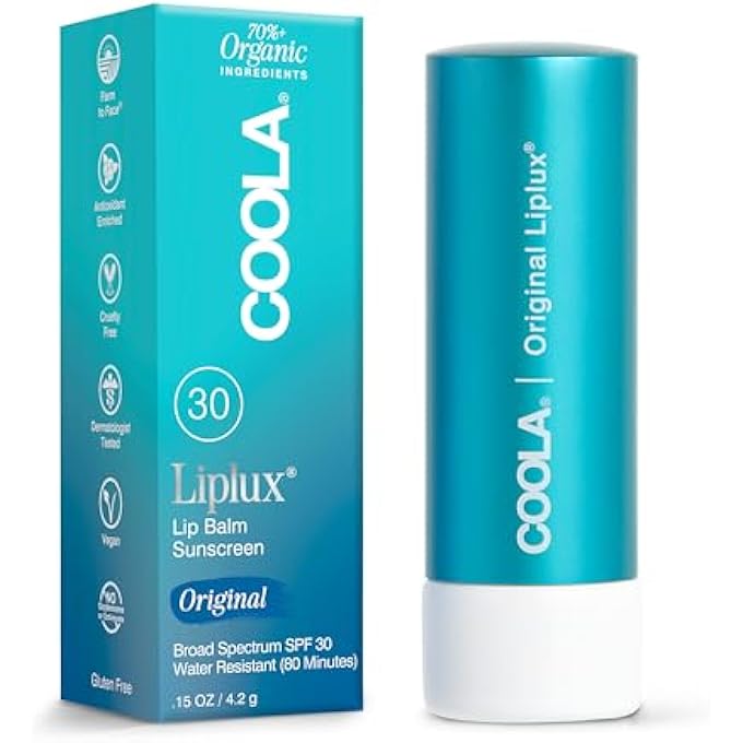 COOLA ORGANIC LIPLUX LIP BALM AND SUNSCREEN WITH SPF 30, DERMATOLOGIST TESTED LIP CARE FOR DAILY PROTECTION, VEGAN AND GLUTEN FREE, 0.15 OZ - Image 1